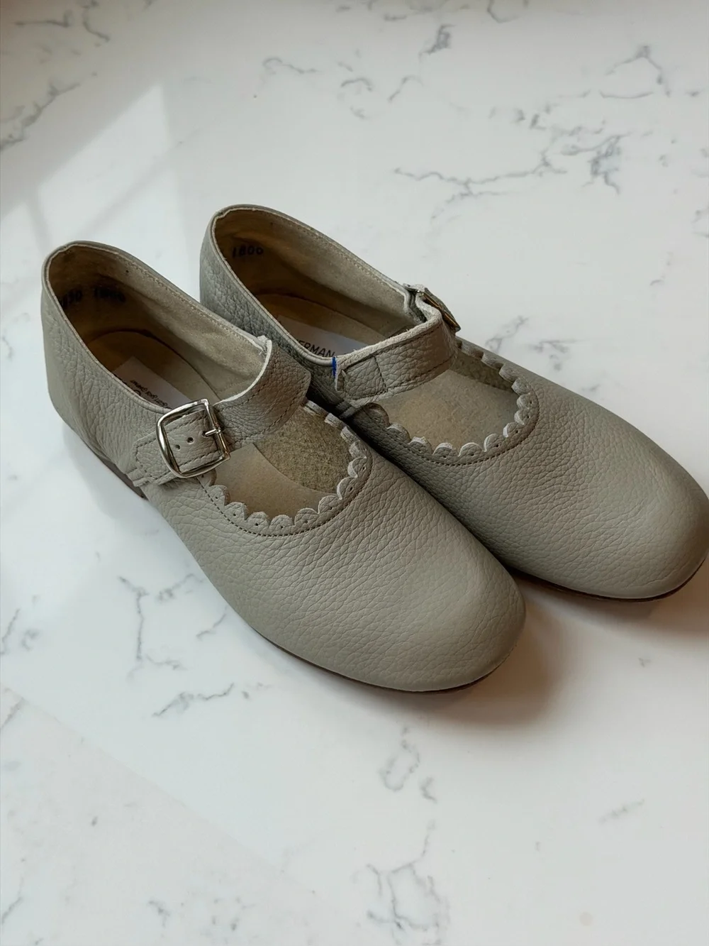 ZIMMERMAN SHOES Scalloped Mary Jane Flats Taupe Size 2